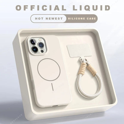 Funda MAGSAFE de silicona con correa para iPhone 11,12,13,14,15,16,17 pro Max +