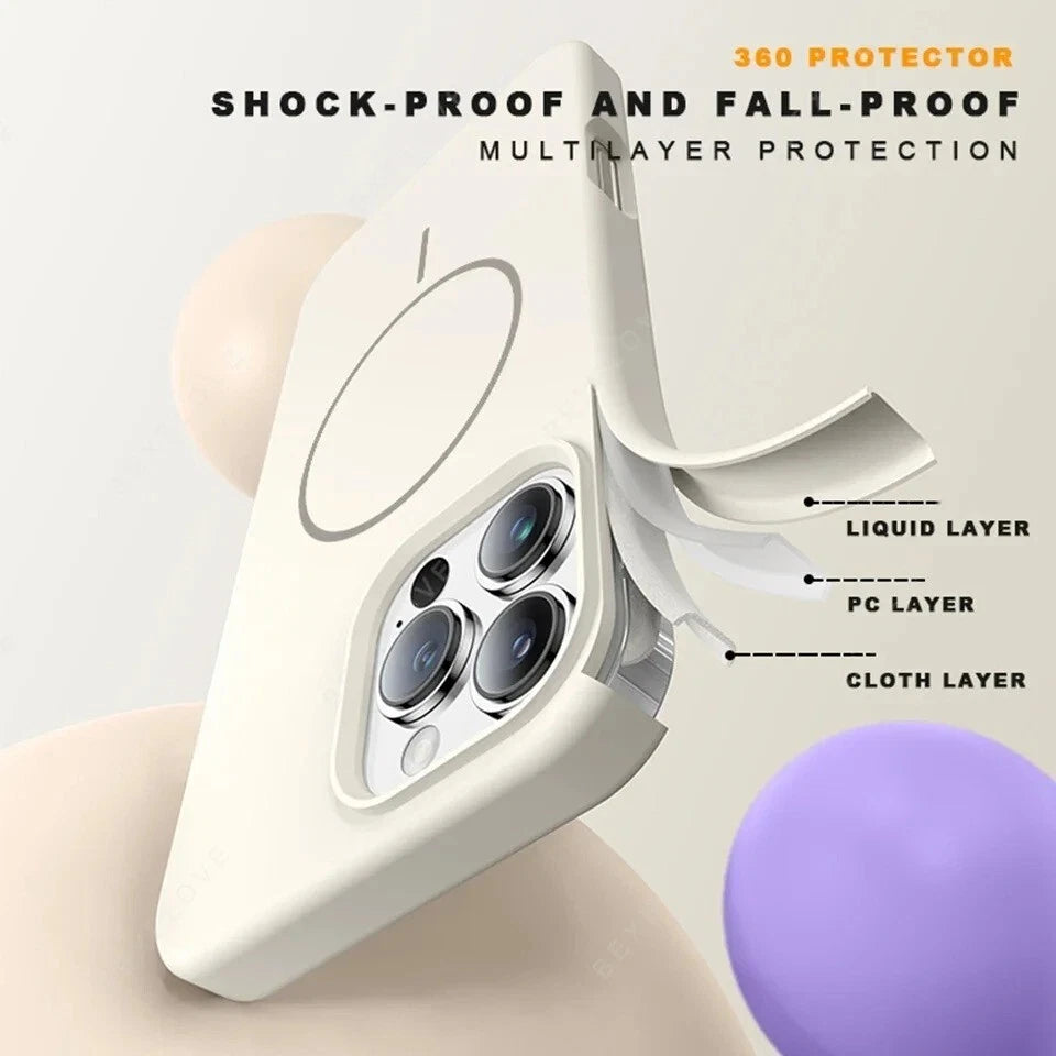 Funda MAGSAFE de silicona con correa para iPhone 11,12,13,14,15,16,17 pro Max +