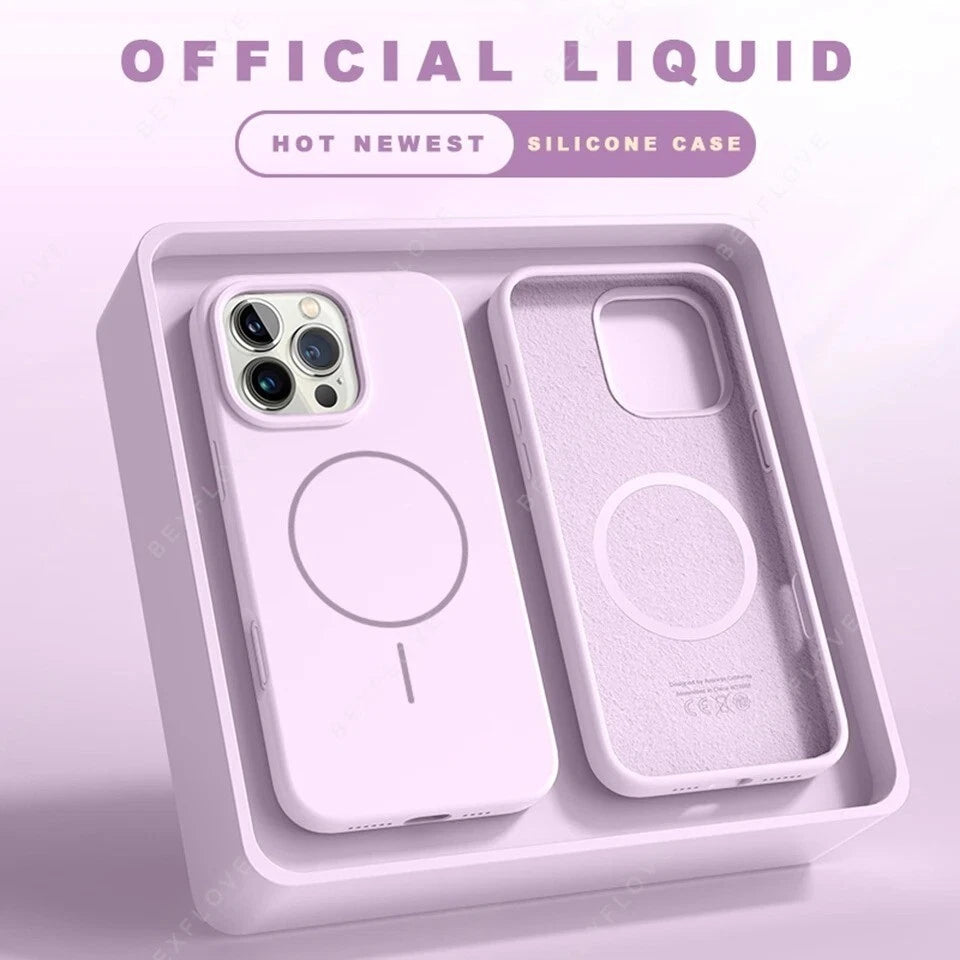 Funda MAGSAFE de silicona con correa para iPhone 11,12,13,14,15,16,17 pro Max +